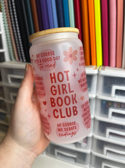 Hot Girl Book Club Glass Can