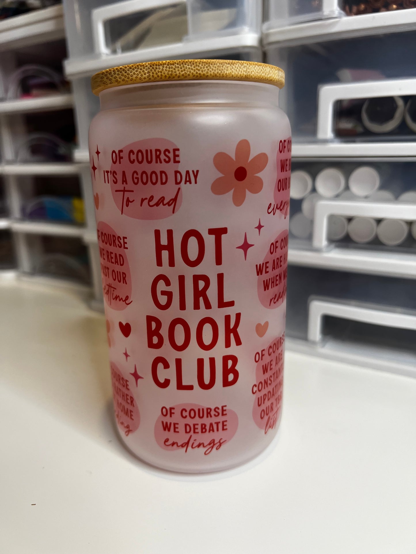 Hot Girl Book Club Glass Can