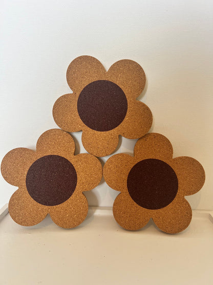 Flower Coaster, cork coaster, retro flower, drinkware accessory