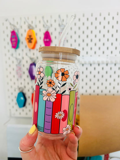 Floral Bookcase Glass can